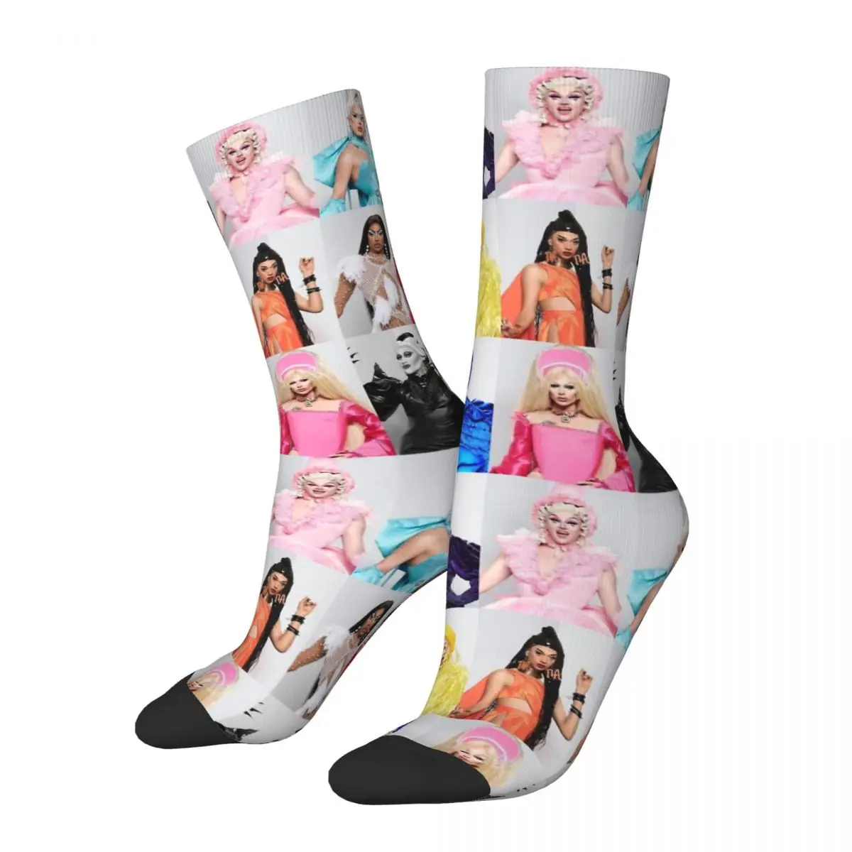 Divertenti Calzini A Compressione Da Uomo Felici Uk Season 2 Vintage Harajuku Rupaul Drag Race Usa Hip Hop Novità Casual Crew Crazy Sock