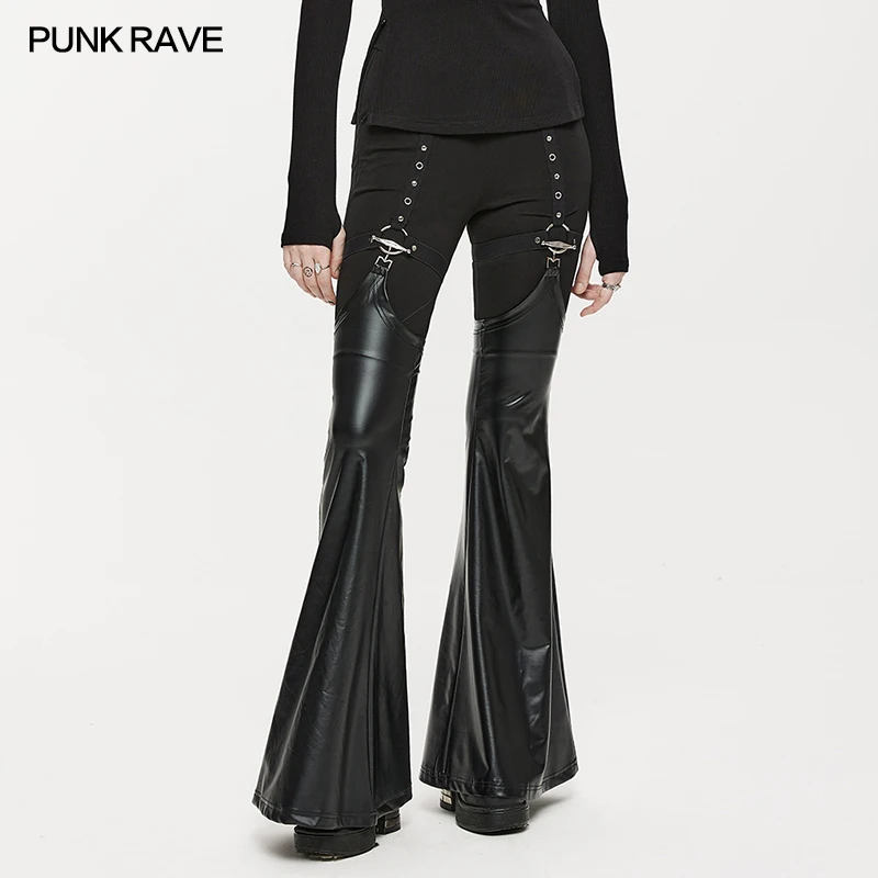 

PUNK RAVE Women's Punk Trousers Flare Pants Detachable Leg Warmers Pants +two Piece Removable Gohic Pant