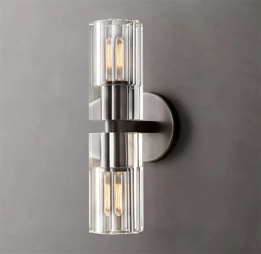 Linear Sconce LED Modern Interior Wall Light Clear Crystal Nickel Brass Black Wall Lamp Home Decor Corridor Living Room