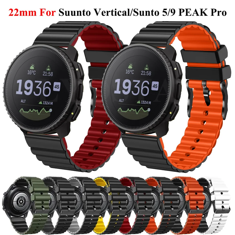 Nuovo Cinturino Per Cinturini Per Orologi In Silicone Verticale Suunto Da 22Mm Per Suunto 9 Peak Pro, Bracciale Con Cinturino Di Ricambio Suunto 5 Pea