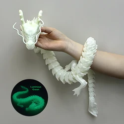 3D Printed Gem Dragon Crystal Fidget Toy - Rotatable Articulated Dragon Gift - 88cm (Luminous green)