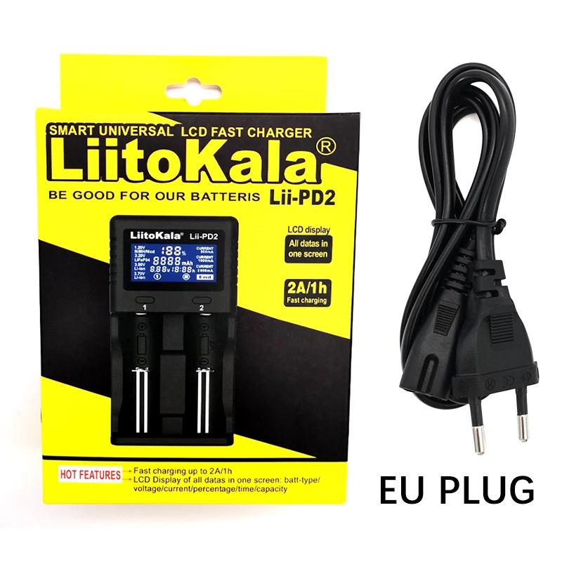 LiitoKala Lii-PD2 LCD 18650 충전기 3.7V 18650 18350 18500 21700 25500 26650 1.2V AA AAA 니켈 수소 리튬 이온 배터리 충전기