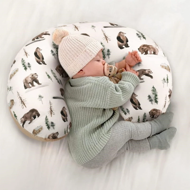 Baby Nursing Pillow Cover Breathable Nursing Mom Breastfeeding Pillow Cover Removable U-Shape Nursing Pillow Slipcover