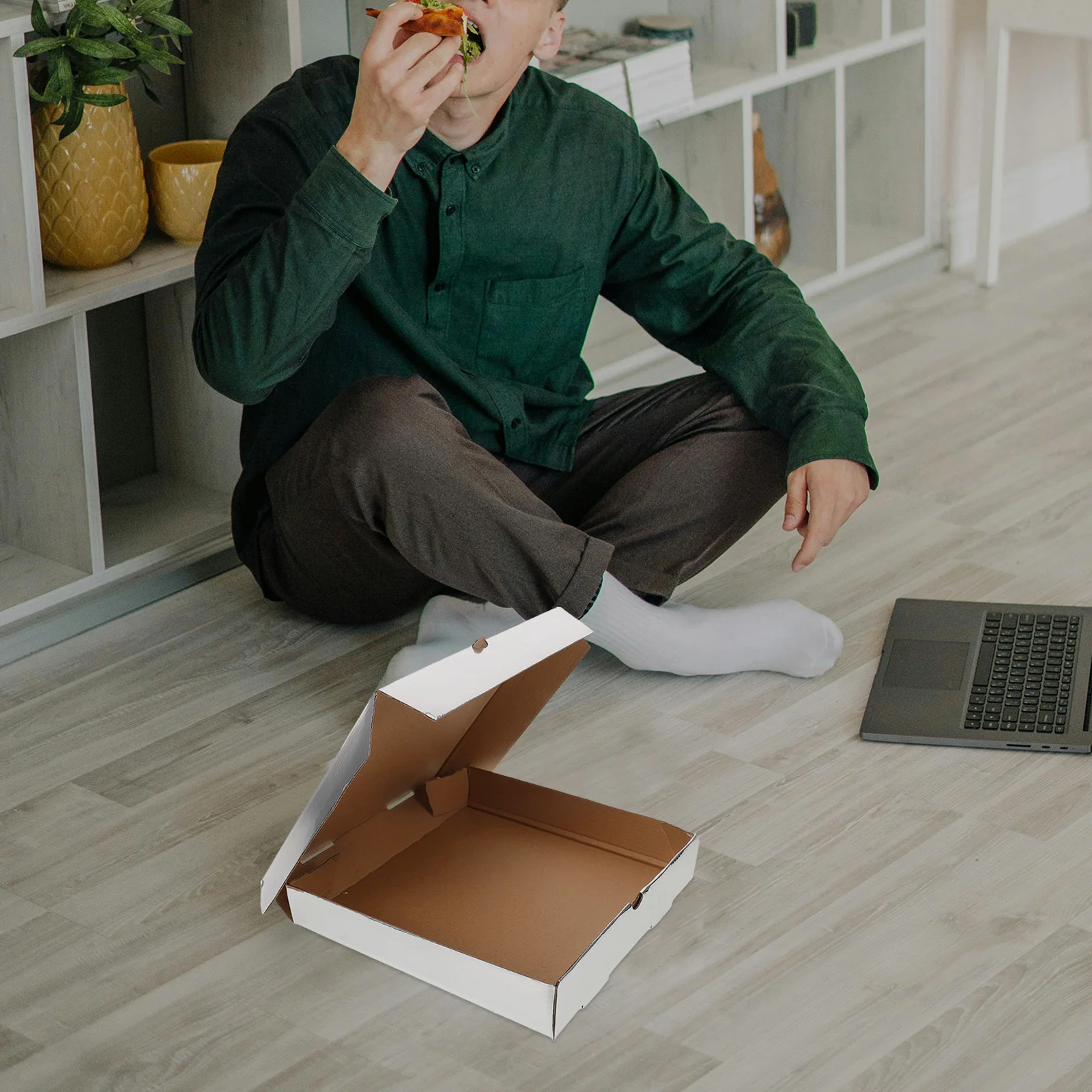 10Pcs Thicken Paper Pizza Boxes Restaurant Takeaway Containers Disposable Food Packaging Case Storage Box For Container