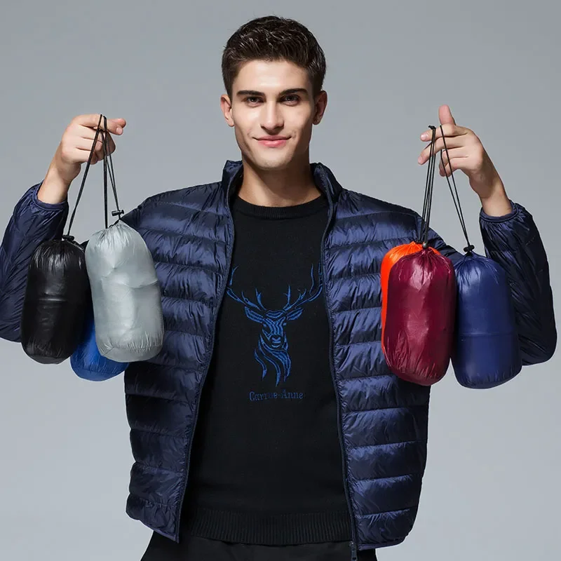 Down Jacket Mens Jacket Autumn Winter Ultra Light White Duck Down Jacket Men Waterproof Casual Portable Outdoor Lightweight Padded Male Coats Jacket