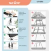 Sejoy Adjustable Baby High Chair with 5-Point Harness 3-Tier Tray & Wheels CE/CPC Certified Children's Dining Chair 3