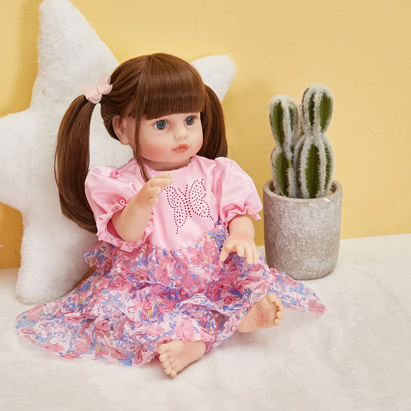 

48/55cm Soft and Full Body Silicone Reborn Toddler Girl Doll Soft 3D Skin Multiple Layers Painting Visible Veins
