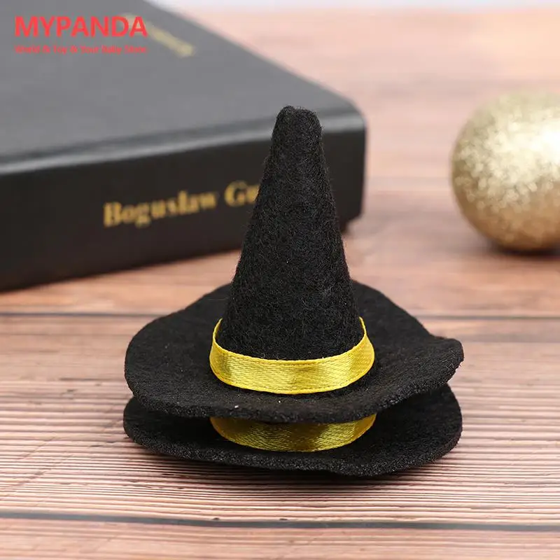 

2pcs Miniature Dollhouse Felt Witch Hats For Halloween Doll House Decoration