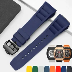 Vibrant Multicolor 25mm Rubber Watchband Replacement Strap - 25 - 20mm (Blue - black)