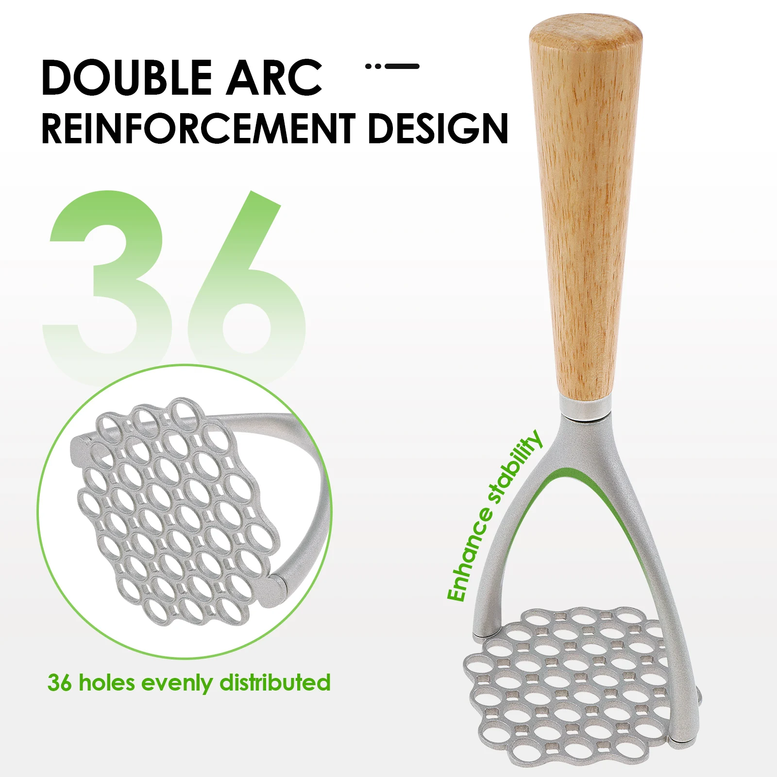 Potato Masher, Food & Vegetable Ricer, Food Crusher for Mashed Potatoes, Jam, Vegetables or Fruit, Non-Stick Mashing Utensil