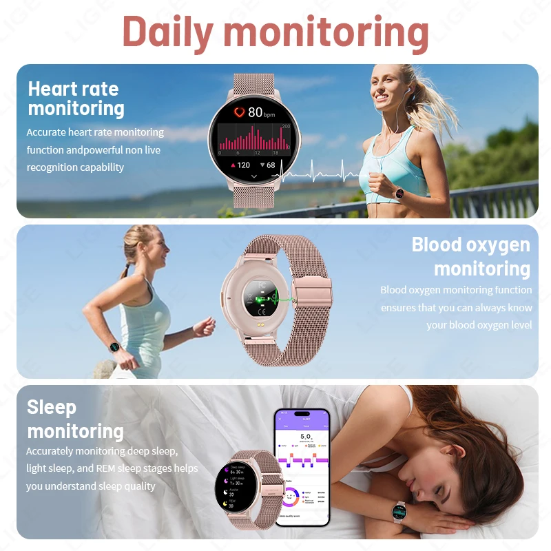 LIGE Waterproof Women Smart Band Watch Men Bluetooth Call Sports Fitness Watches Ladies Heart Rate Smartwatch For Android IOS