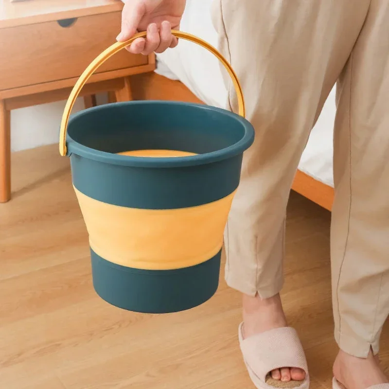 Folding Storage Bucket Silicone Bucket For Fishing Car Wash Outdoor Square Bathroom Kitchen Camp
