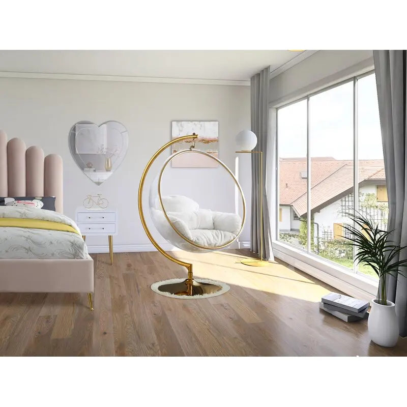 Goldener Rahmen transparente Hänge sessel Schaukel Bodenst änder Acryl Bubble Stuhl für Wohnzimmer Schlafzimmer