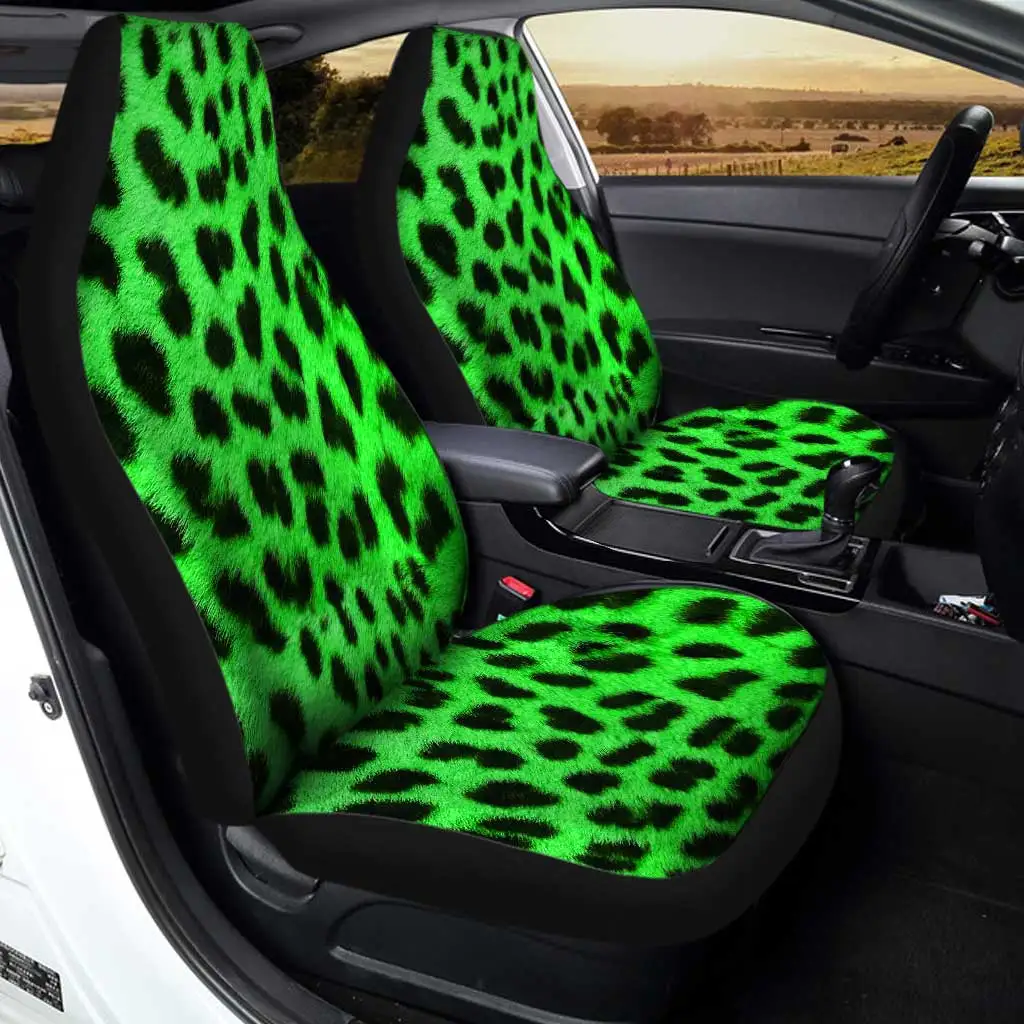 Green Cheetah Print Car Seat Covers Custom Car Accessories Gifts