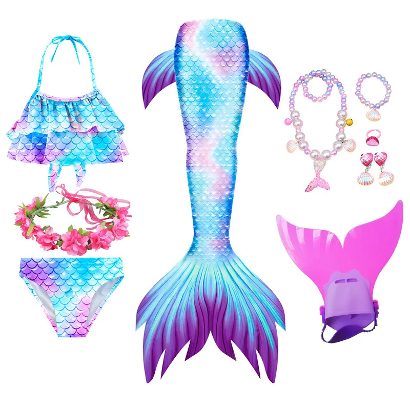 Swimming Mermaid Tail Kids Girls Costume Cosplay Children Swimsuit Fantasy Beach Bikini Can Add Monofin Fin anime maid outfit Cosplay Costumes