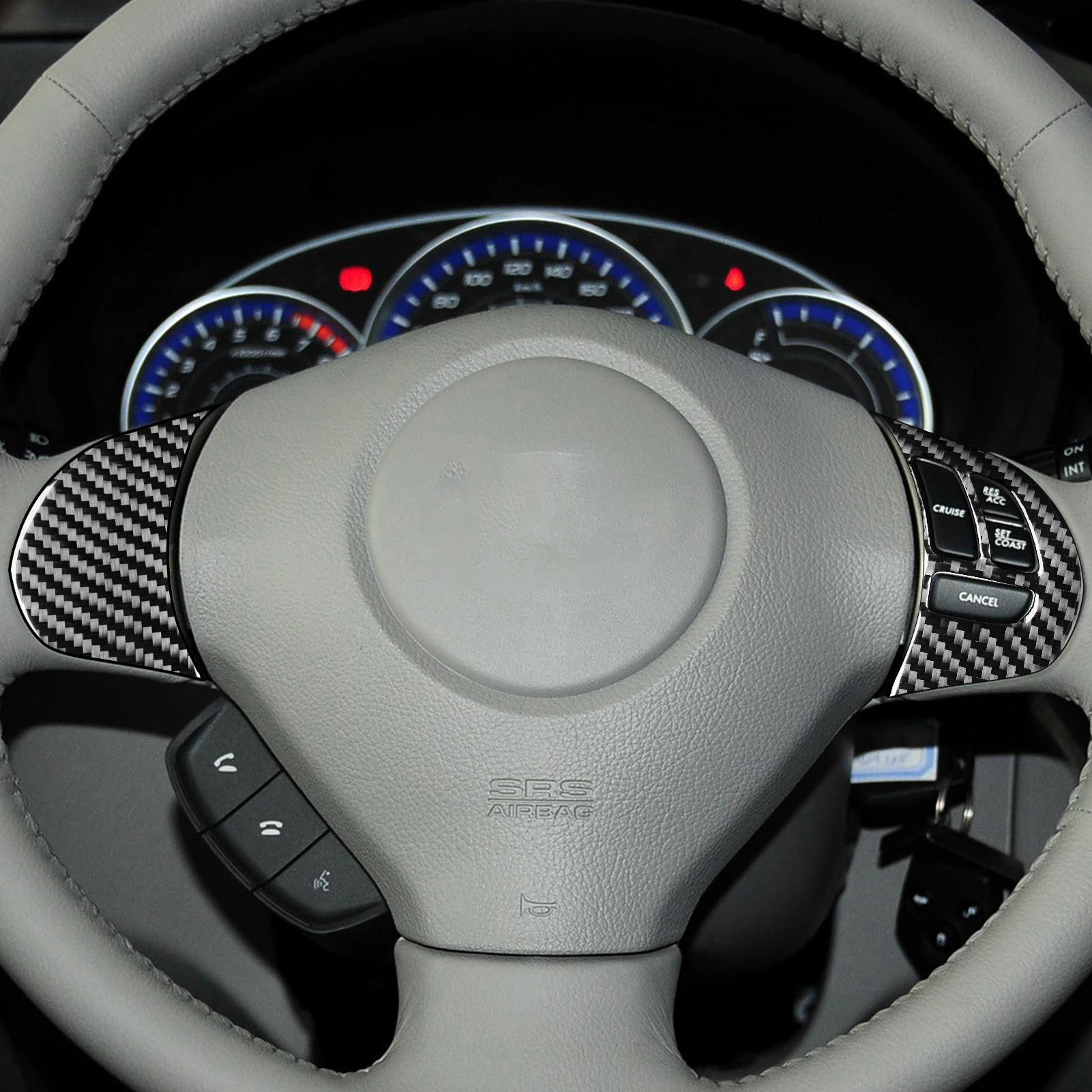 For Subaru Impreza 2009 2010 2011 Accessories Carbon Fiber Car Interior Steering Wheel Button Cover Trim Sticker Decoration