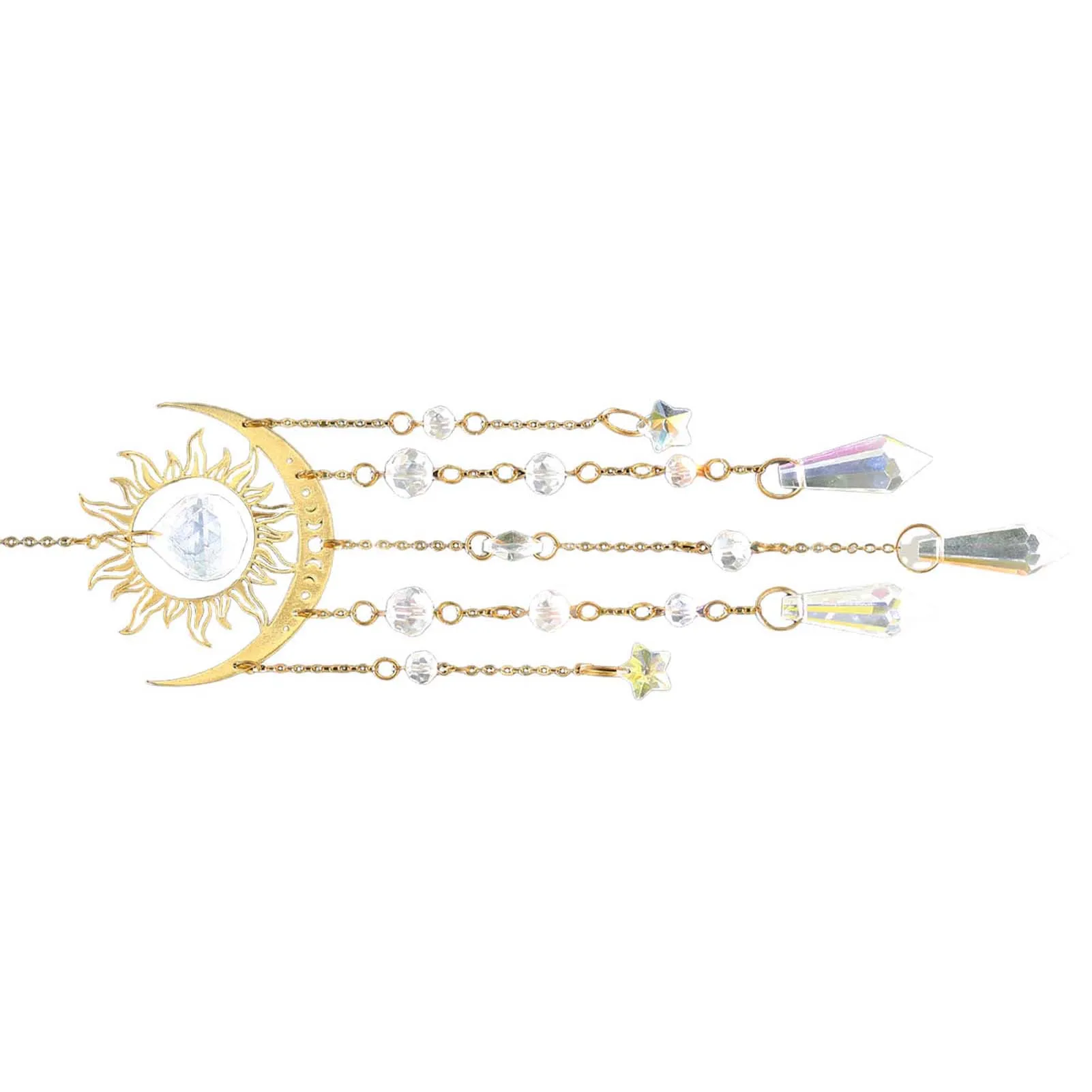 

Sun Catcher Crystal Light Catcher Drop Gold Chain Design Light Reflection Crystals for Christmas Wedding Decoration B88