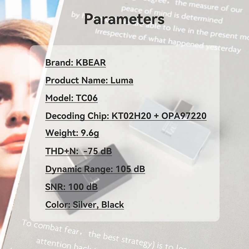 KBEAR Luma TC06 타입 C - 3.5MM/4.4MM 휴대용 미니 IEM DAC KT02H20 칩 HiFi 오디오 디코더 최신 인이어 모니터 앰프