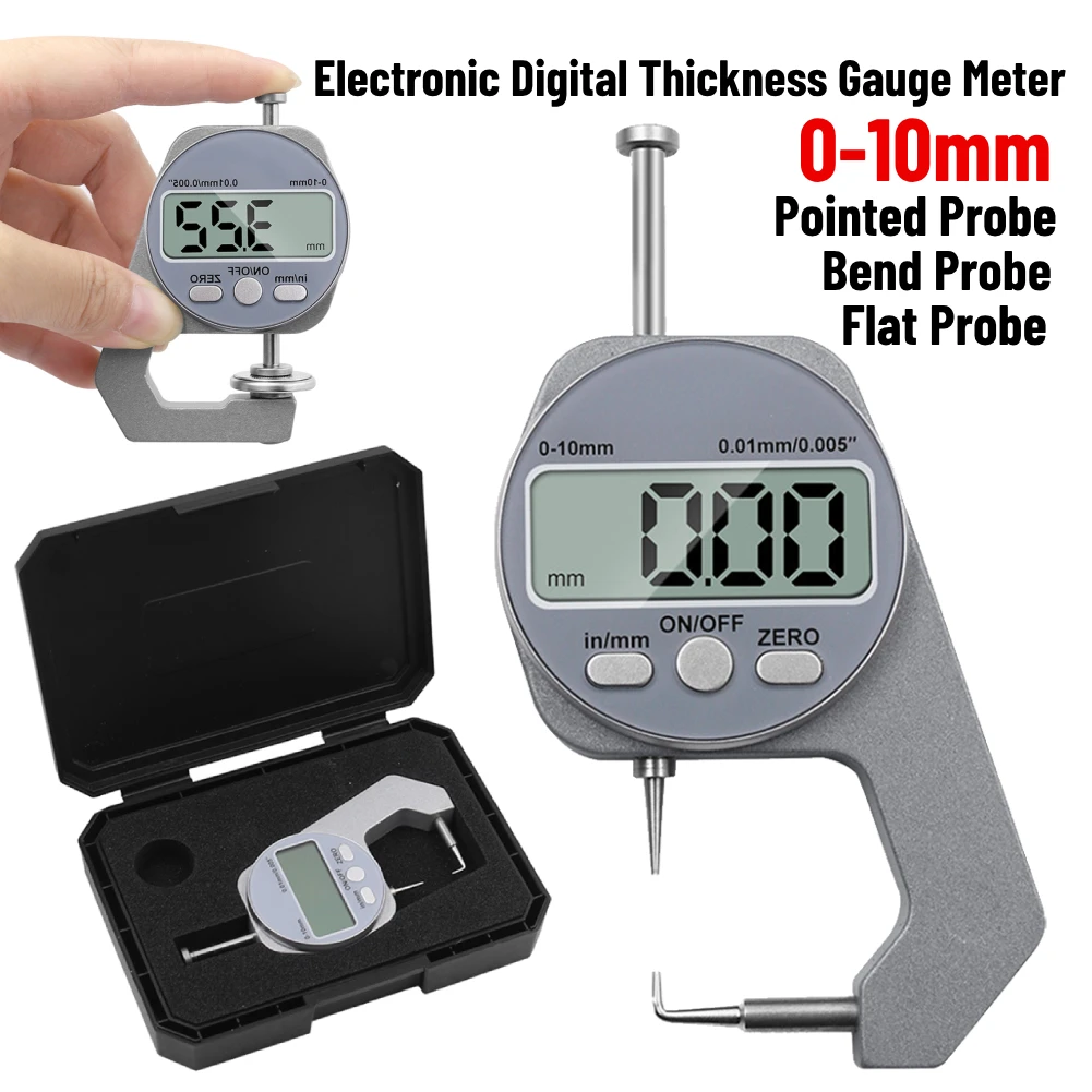 0-10mm Electronic Digital Thickness Gauge Meter LCD Display Micrometer Measure Tool Unit Conversion Mechanist Tester for Cloth