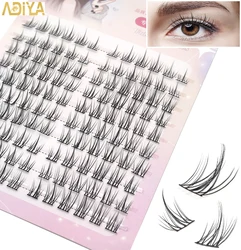 ADIYA 120pcs DIY Clusters Eyelash Extensions Kit C Curl 0.08mm Russian Faux Mink False Eyelashes Segemented Wispy Makeup Lashes