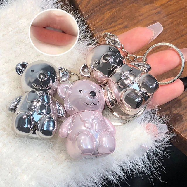 ART VALUE Bear Doudoun Velour Lip Clay matte Mist Face with White grey pink keychain lip glaze 1