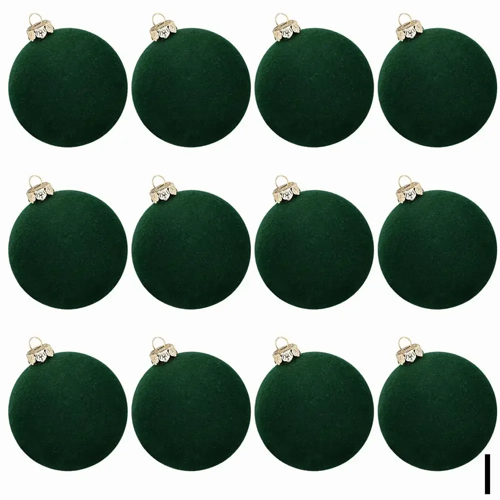 thumbnail image 1 of Juego de 12 bolas de Navidad con adornos de terciopelo de 2,36 pulgadas con aro colgante para decoración del hogar y Navidad, 1 of 5