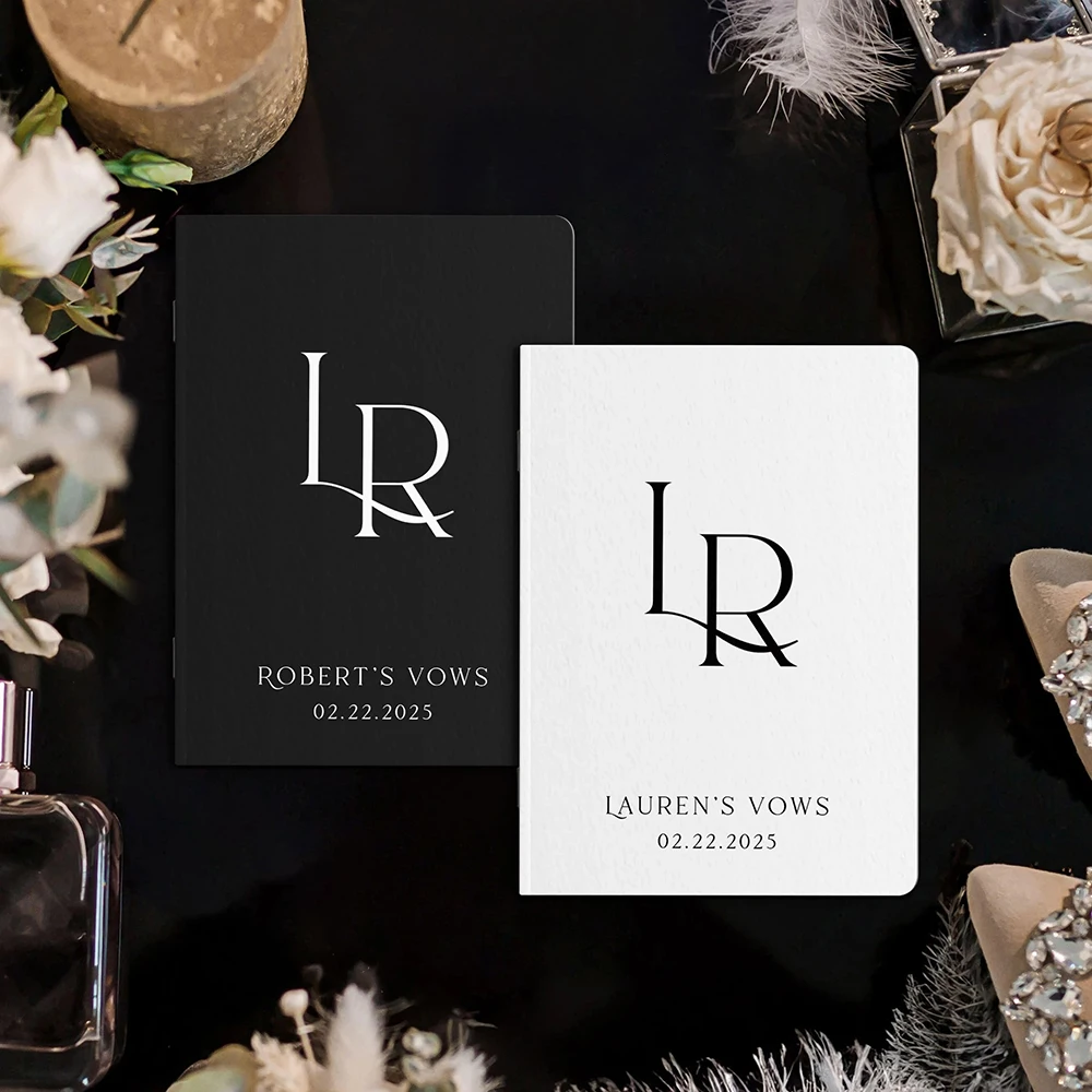 Personalized Wedding Vow Books Her Vows His Vows Custom Wedding Vow Book with Name and/or Date Set of 2 Promises Books