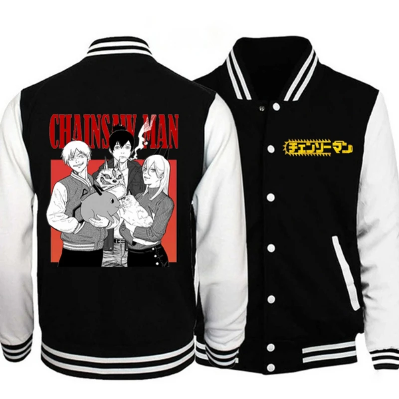 

Новая модная мужская бейсбольная куртка с изображением аниме бензопилы в стиле Харадзюку, стиль хип-хоп, искусственная Униформа с длинным рукавом, топы