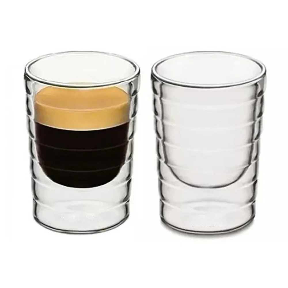 Heat Resistant Glass Cup 85/150/350ml Double Wall Coffee Cup Stackable Insulated for Espresso Beverages