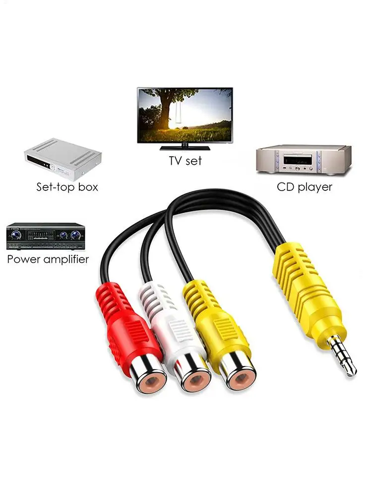 Universal AV Composite Video Adapter Cable for TV, School, Home, and Workplace