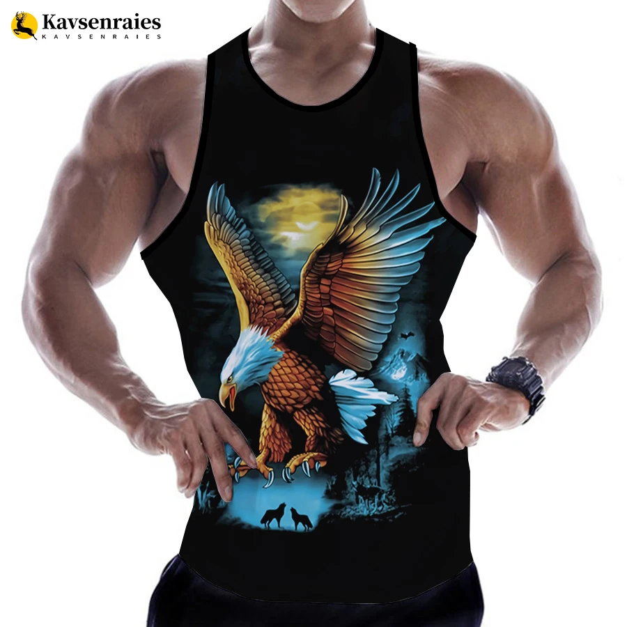 

2023 Animal Eagle 3D Printed Tank Tops Men's Clothing Spring Summer Harajuku Streetwear Oversized T-shirt Sleeveless Shirts