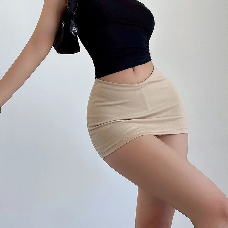 Women's Slim Fit A-Line Skirt Low V Waist Casual Elastic Waist Solid Color Fashion Sexy Hip-hugging Mini Skirt 5