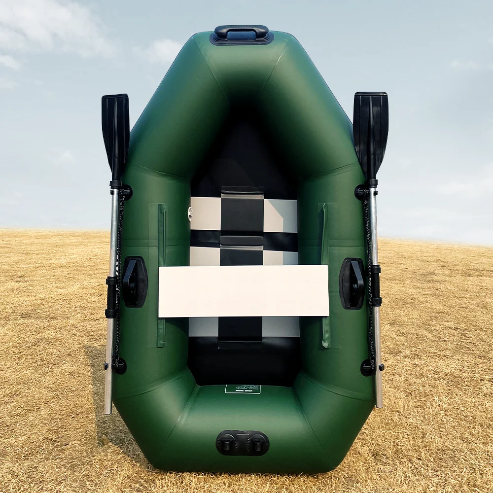 Single Inflatable PVC Fishing Boat Portable Rowing Kayak Canoe with Free Accessories Dinghy for Water Play