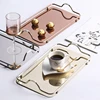 Nordic Style Rectangular Stainless Steel Mirror Tray with Handles Coffee Bar Food Elegant Teapot Cup Storage Hold Serving Trays 2