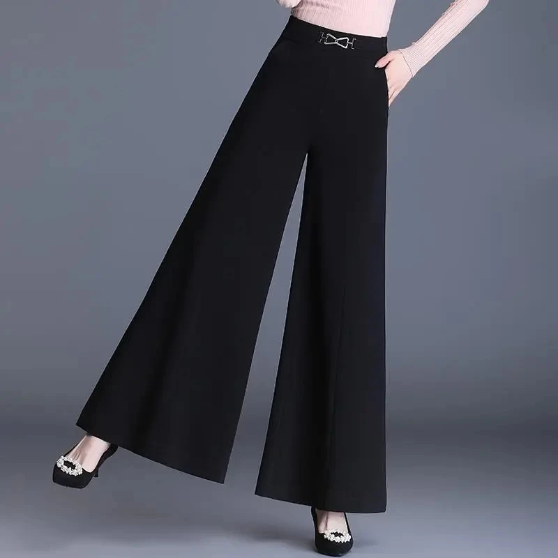 

Korean Horn Wide-Leg Pants Women's 2024 Spring New High-Waist Oversize 4XL Loose Drooping Big Feet Long Pants Casual Pants