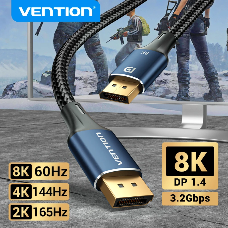 Vention DisplayPort 1.4 Cable 8K 60Hz 4K HDR 165Hz Display Port Audio Cable for Video PC Laptop