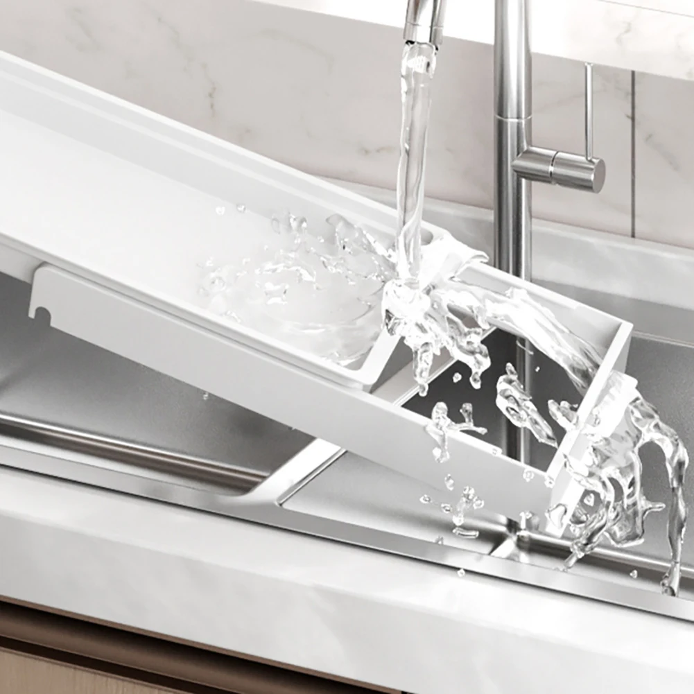 Pull Out Dish Racks Kitchen Under Sink Organizer, Cabinet Slide Out Dish Drying Rack With Drainboard, Carbon Steel Sliding Drawe