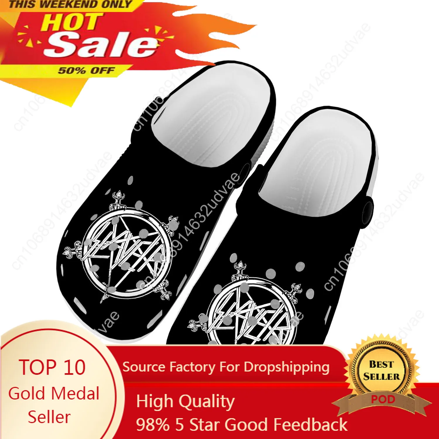 

Slayer Heavy Metal Rock Band Home Clogs Custom Water Shoes Mens Womens Teenager Shoe Garden Clog Breathable Beach Hole Slippers