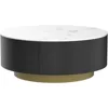 Modern circular coffee table with 2 drawers, stone burning tabletop, living room central table, 33.4-inch coffee table 4