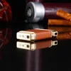 HONEST Upscale Genuine Leather Metal Gas Cigar Lighter Oblique Out Open Flame Pipe Dedicated Cigarette Lighter Men's Gift 4
