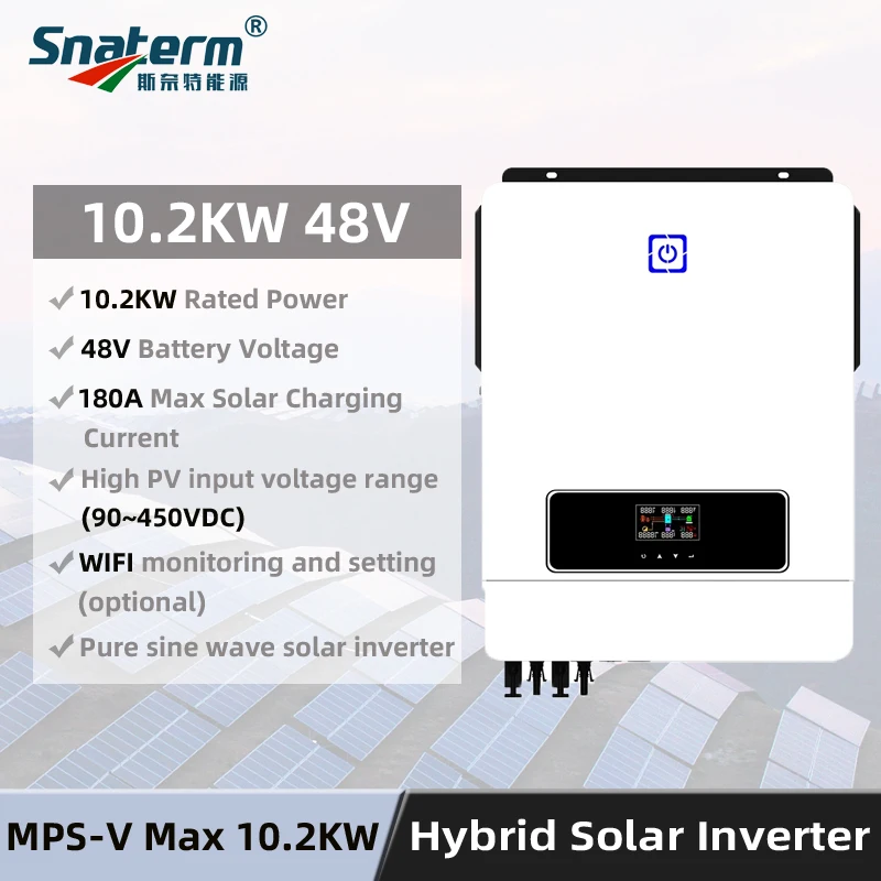 오프 그리드 하이브리드 태양광 인버터, 180A MPPT 충전기 컨트롤러, PV 전력 10200W, 배터리 없이 작동 가능, 10.2KW, 48VDC, 230VAC