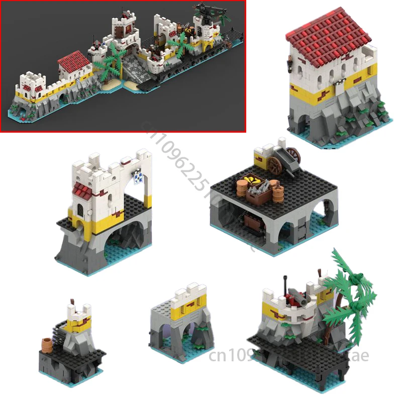 MOC Zentrale Höhlentürme Höhleneingang Waffenkammer Wand-Erweiterungspaket Baustein-Spielzeug Geschenk