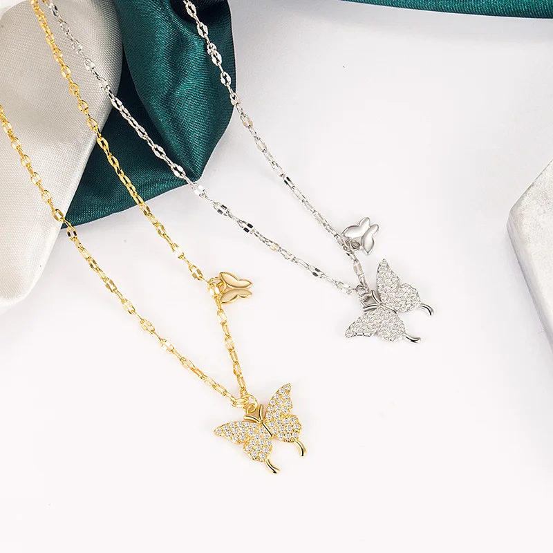 

GIOIO New Fashion Diamond Butterfly Single-Layer Necklace for Women Minimalist Design Special Interest Light Luxury Temperamenta