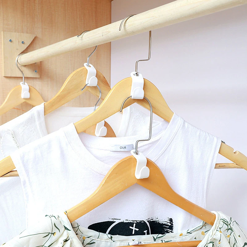 50Pcs Mini Clothes Hanger For Wardrobe Connector Hook Plastic Wardrobe Coat Extender Clips Holder Space Saving 6