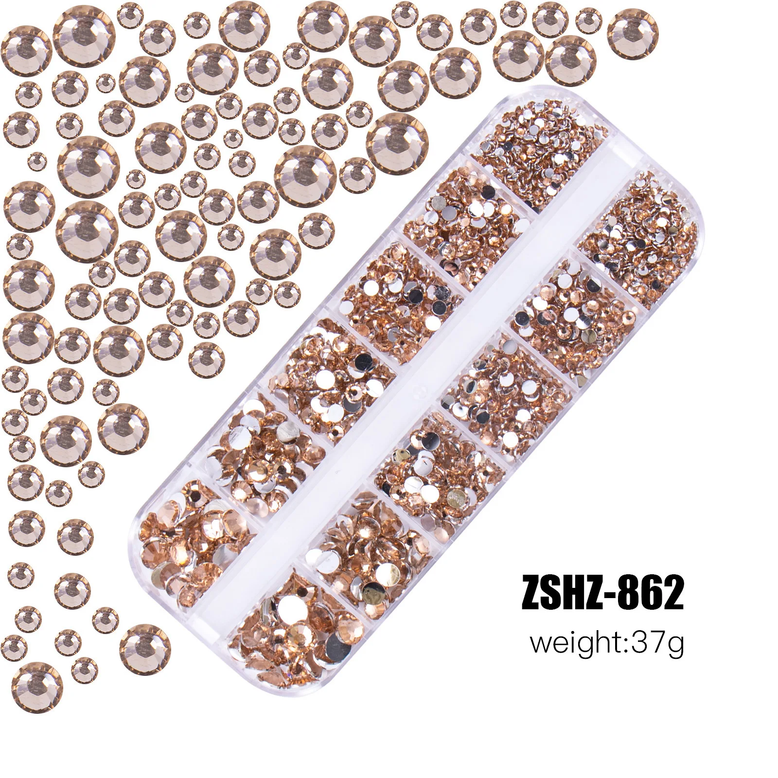 2400 sztuk + błyszczące przezroczyste kryształowe klejnoty cyrkonie do paznokci 1.5-4mm mieszane okrągłe szklane kamienie Flatback zawieszki do paznokci 12 siatek diament do paznokci DIY