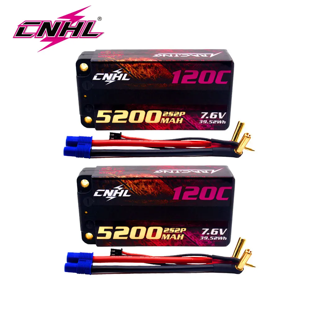 

2PCS CNHL Lipo 2S 7.6V Battery 5200mAh 120C HV Shorty Hard Case With EC3 Plug For RC Car Boat Airplane Truck Tank Vehicle