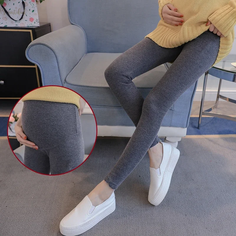 Autumn Winter Pregnant Warm Skinny Leggings Maternity Pregnancy Thicken Pants Women Trousers Clothing Black Gray Khaki Clothes