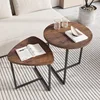 Round Coffee Table Set of 2 End Tables for Living Room,Black Small Coffee Table Living Room 1