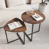 Round Coffee Table Set of 2 End Tables for Living Room,Black Small Coffee Table Living Room 1