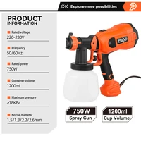 750W Electric Spray Gun 4 Nozzle Sizes 1200ml HVLP Household Paint Sprayer Flow Control Easy Spraying by PROSTORMER 2